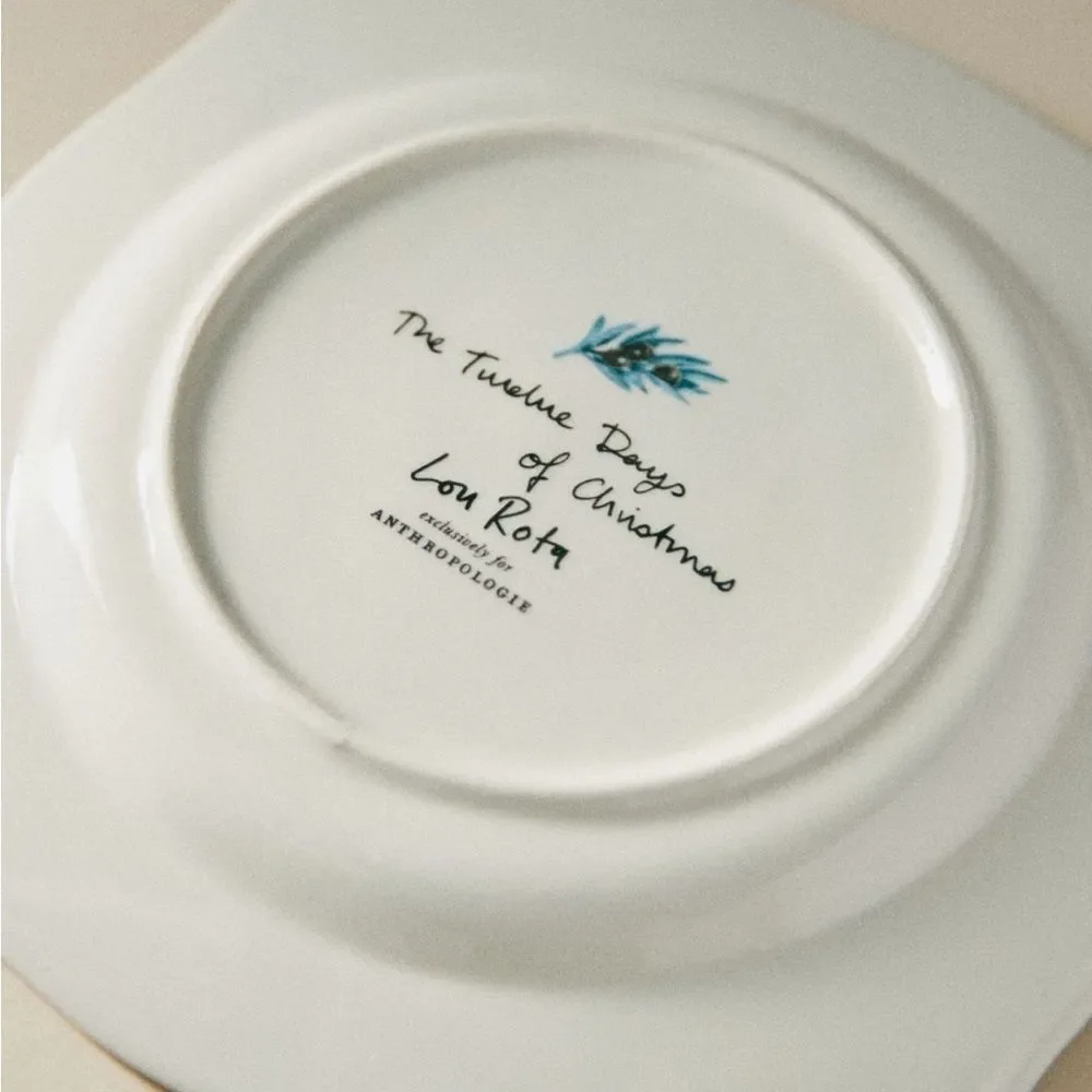 Anthropologie Lou Rota 12 Days of Christmas Dessert Plate New in Box